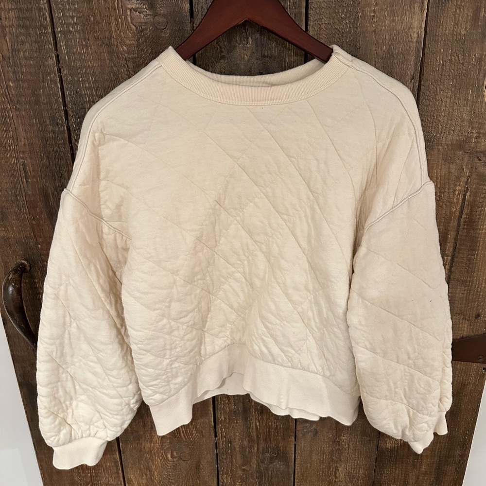 Cream Quilted Sweatshirt